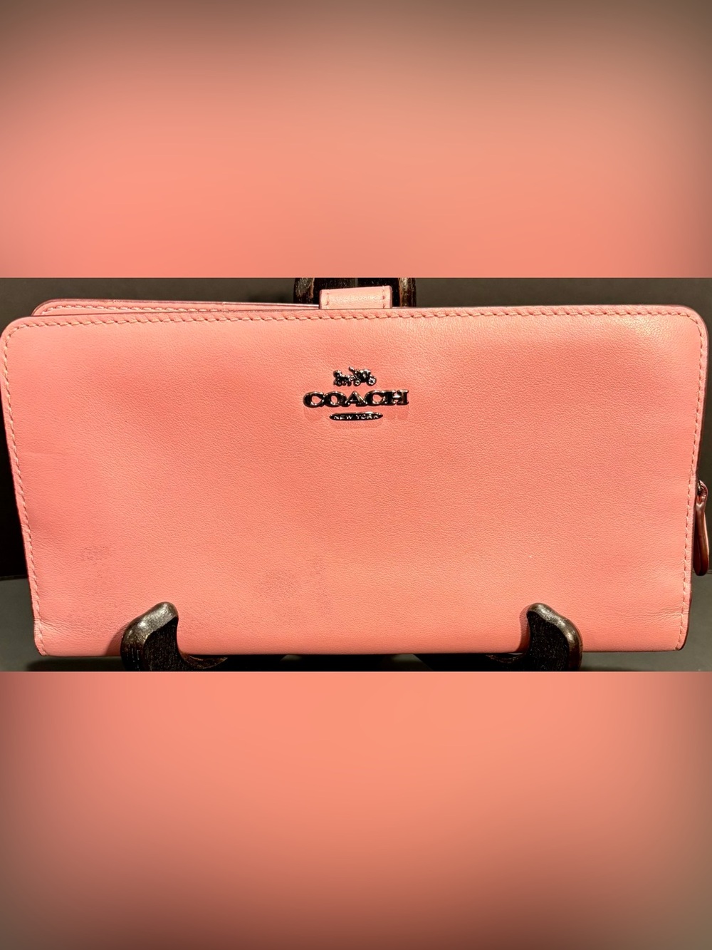 COACH Pink Leather Slim Wallet